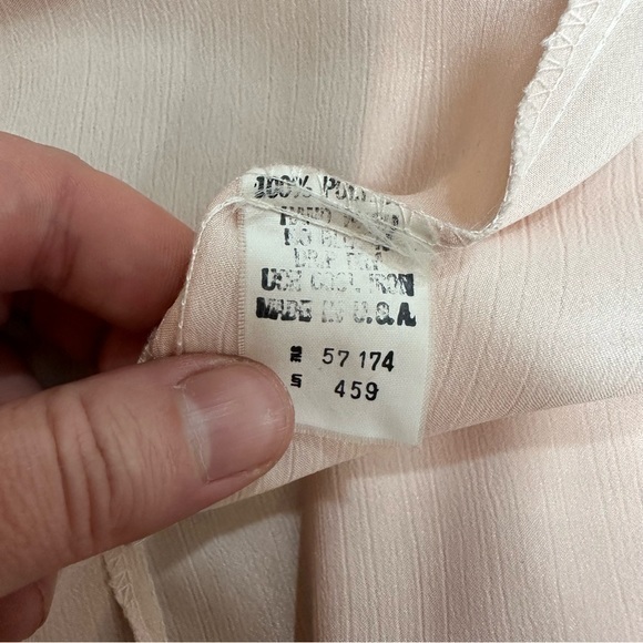 Vintage San Andre Baby Pink Satin & Lace Button Down Blouse - Picture 6 of 9